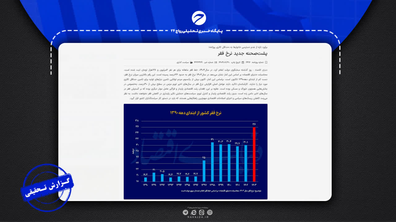 صحتسنجی ادعای ۳۶ درصدی شدن نرخ فقر صحتسنجی ادعای ۳۶ درصدی شدن نرخ فقر