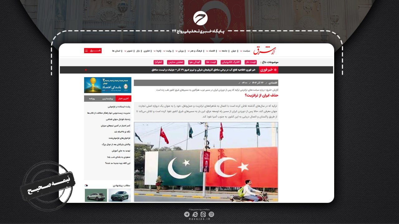 بررسی ادعای دور زدن ایران در ترانزیت توسط ترکیه